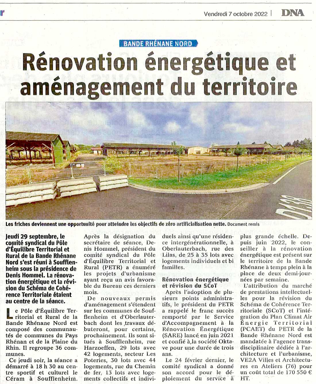DNA 07/10/22 Environnement : plan climat air-energie pour la Bande rhénane