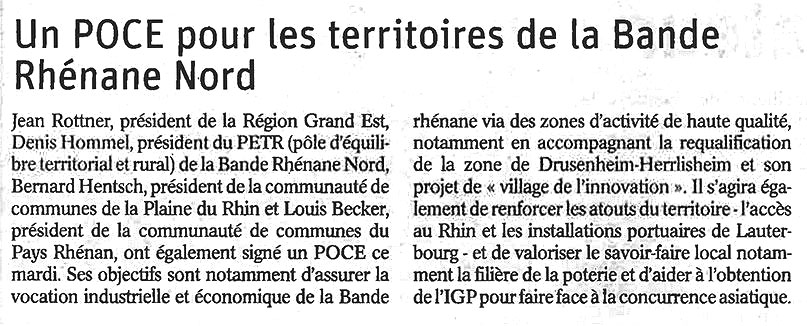 DNA 23/10/2019 Un POCE pour les territoires de la Bande Rhénane Nord