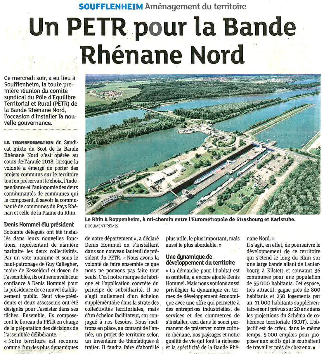 DNA 19/01/2019 Un PETR pour la Bande Rhénane Nord